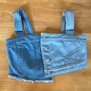 Asymmetrical Jean top with adjustable straps size small